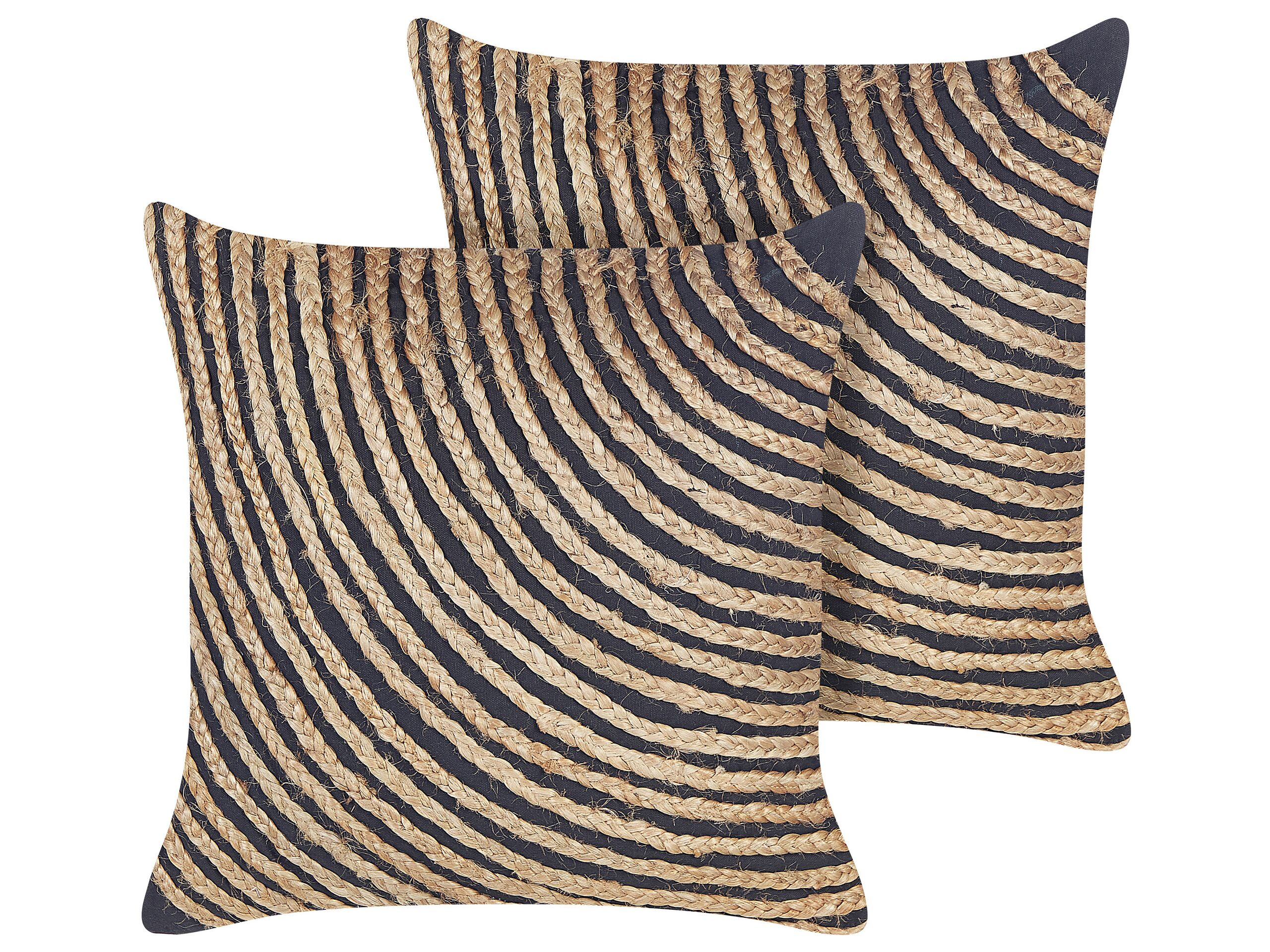 2 bawełniane poduszki boho 45x45 cm beżowo-czarne