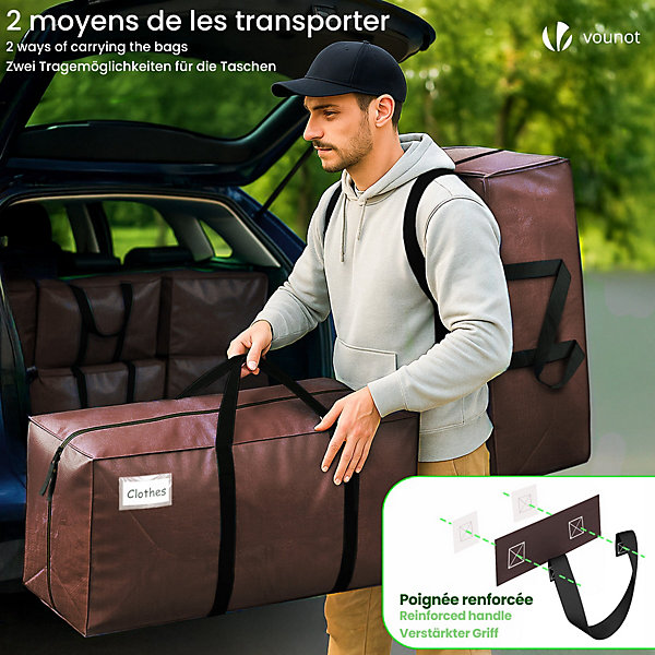 Lot de 5 sacs de demenagement grand format avec sangles et poignee marron VOUNOT