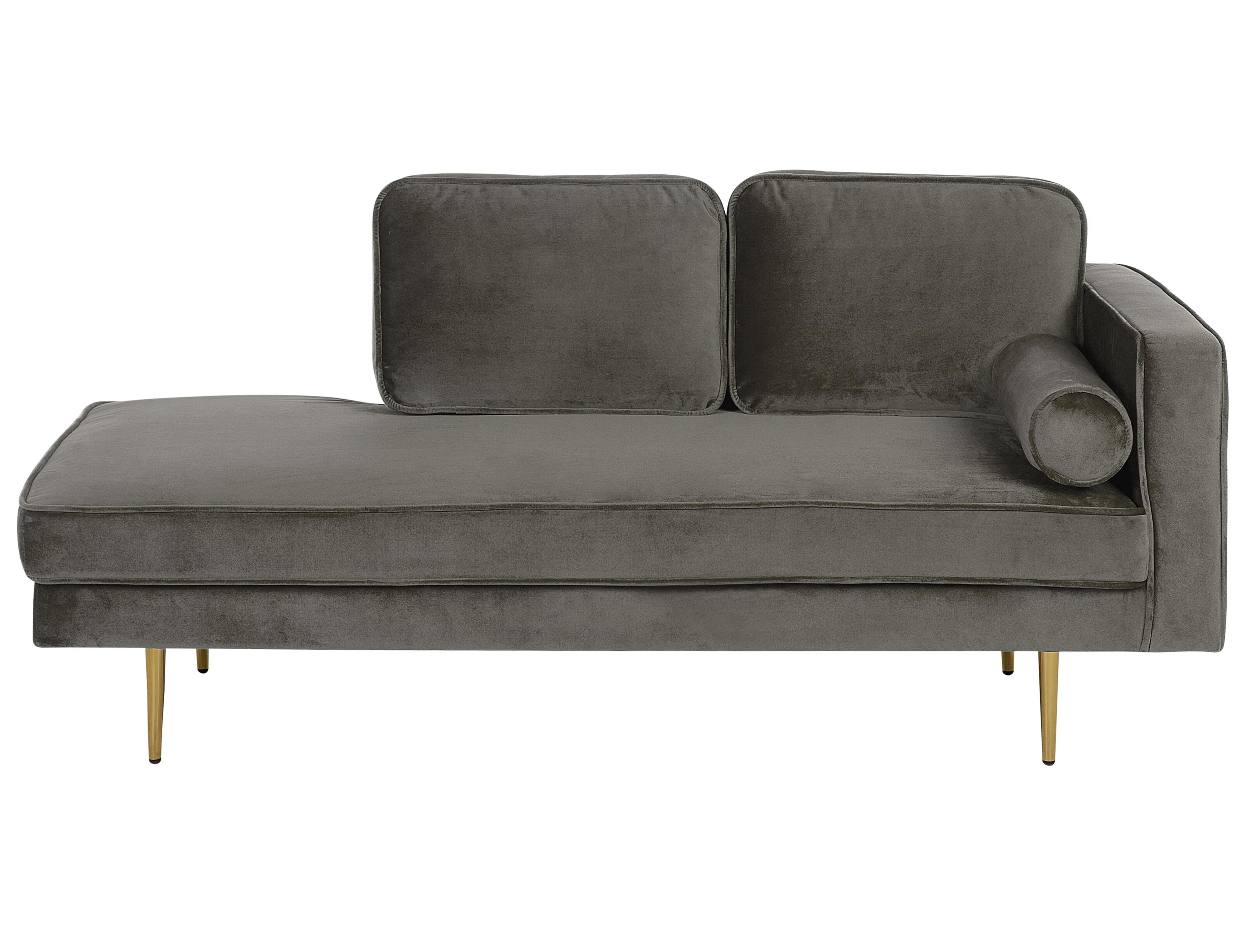 Left-Hand Chaise Longue MIRAMAS Velvet Taupe