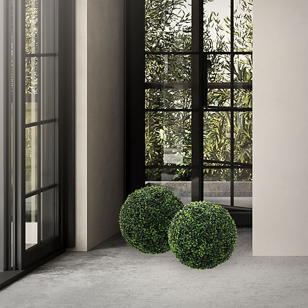 Lot de 2 boules de buis plantes en plastique ML-Design 35 cm de diamétre aspect naturel réaliste