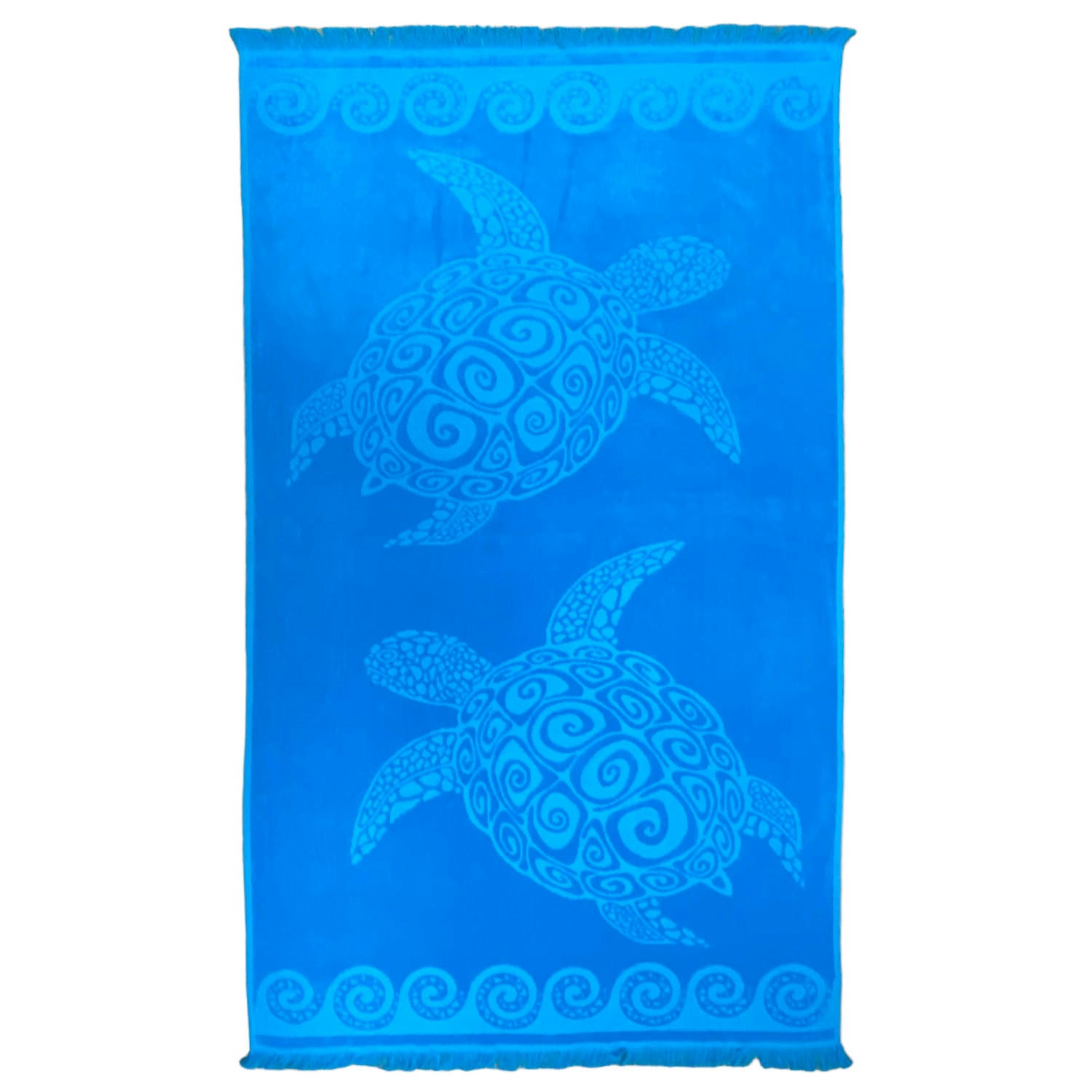 ÉPONGE VELOURS UNIE AVEC MOTIFS CISELÉS - Serviette de plage éponge velours  ciselée Cozumel 90x170 turquoise