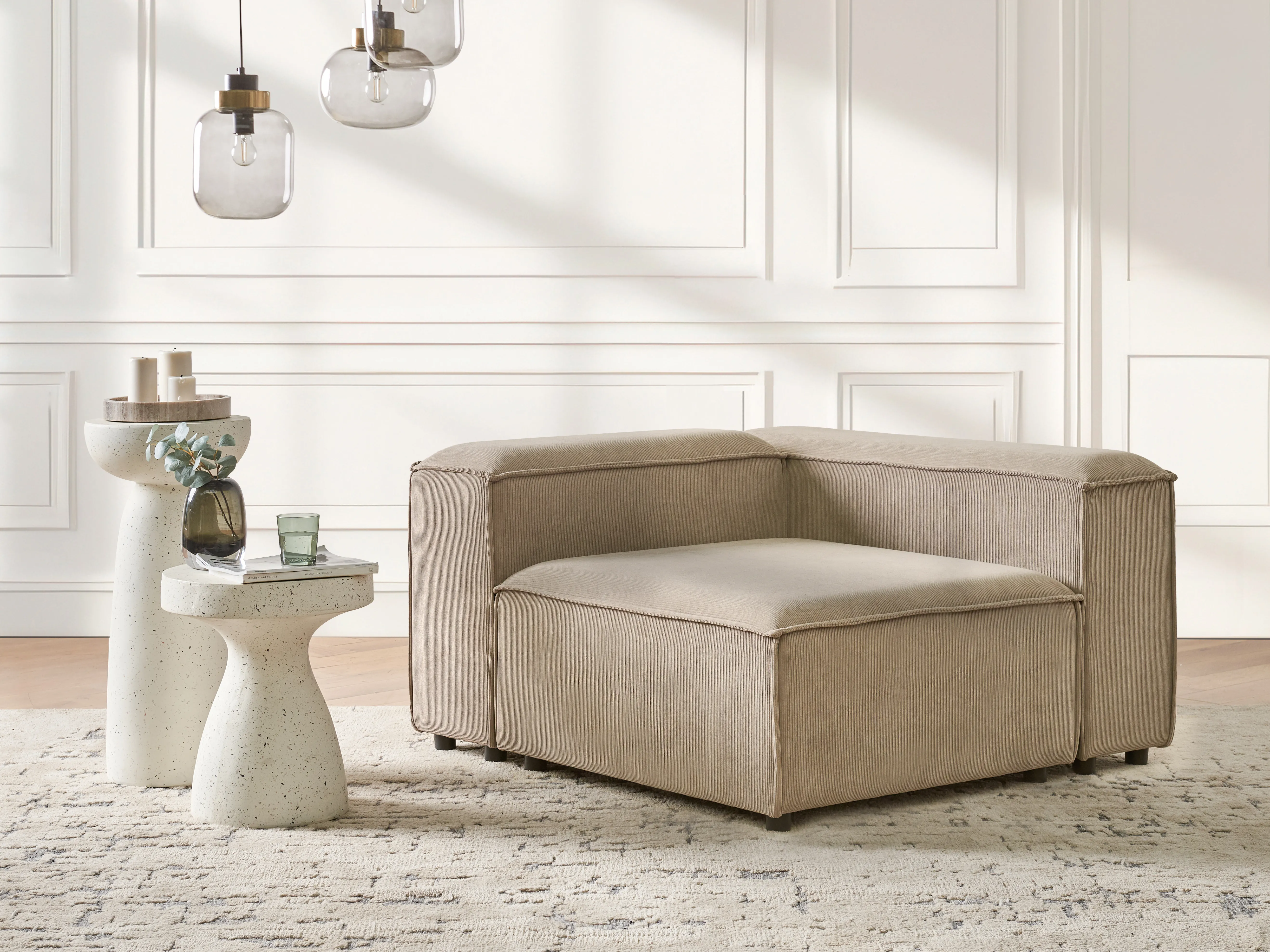 Corner Seat ARDAL Corduroy Light Brown Left Hand