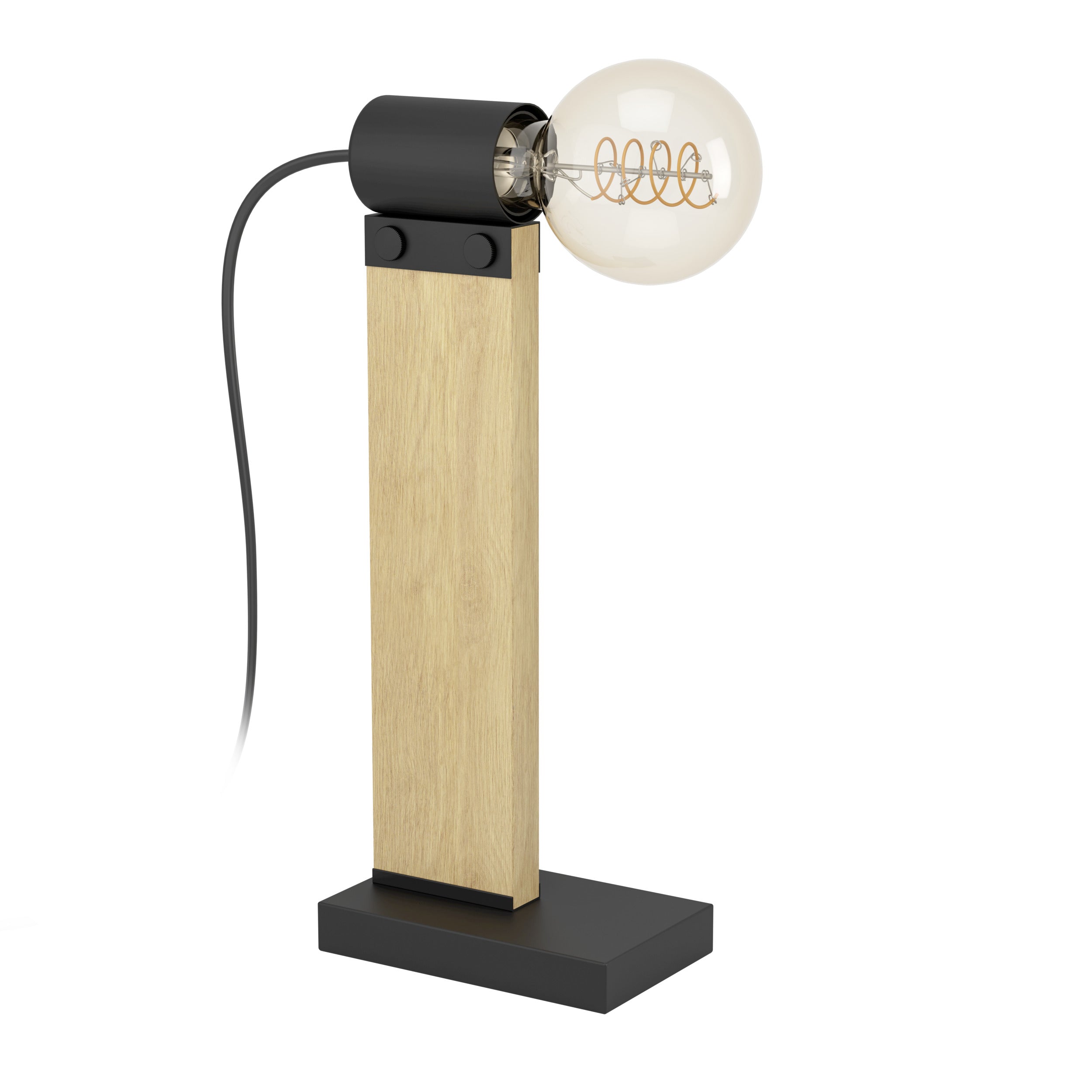 EGLO tafellamp Bailrigg - e27 - hout - zwart, bruin