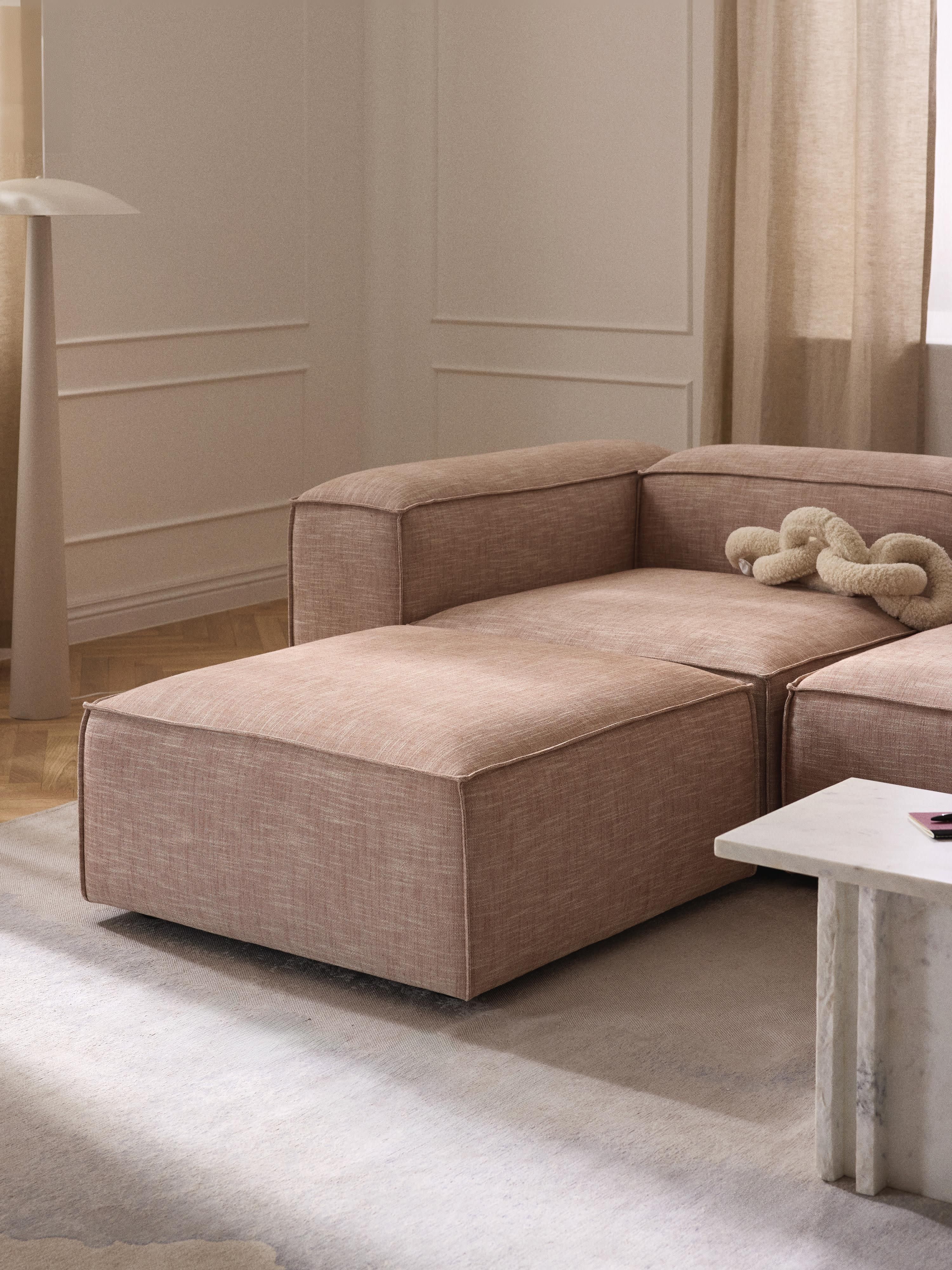 Sofa-Hocker Lennon aus Leinen-Mix