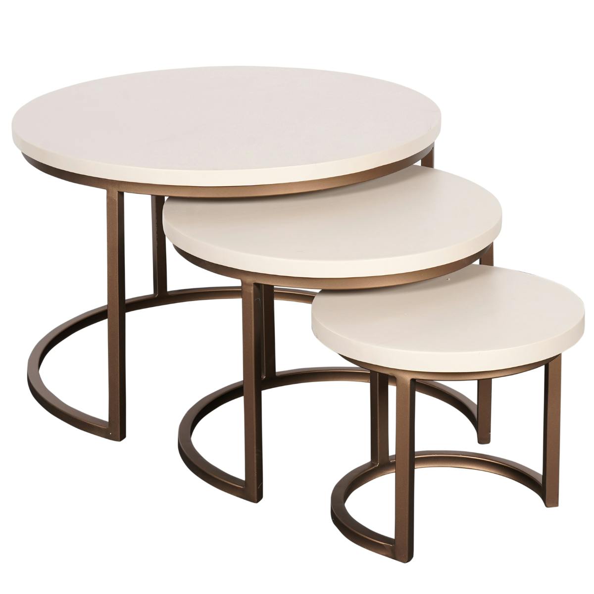 Table basse gigogne bois sable pied bronze (lot de 3) CORTINA