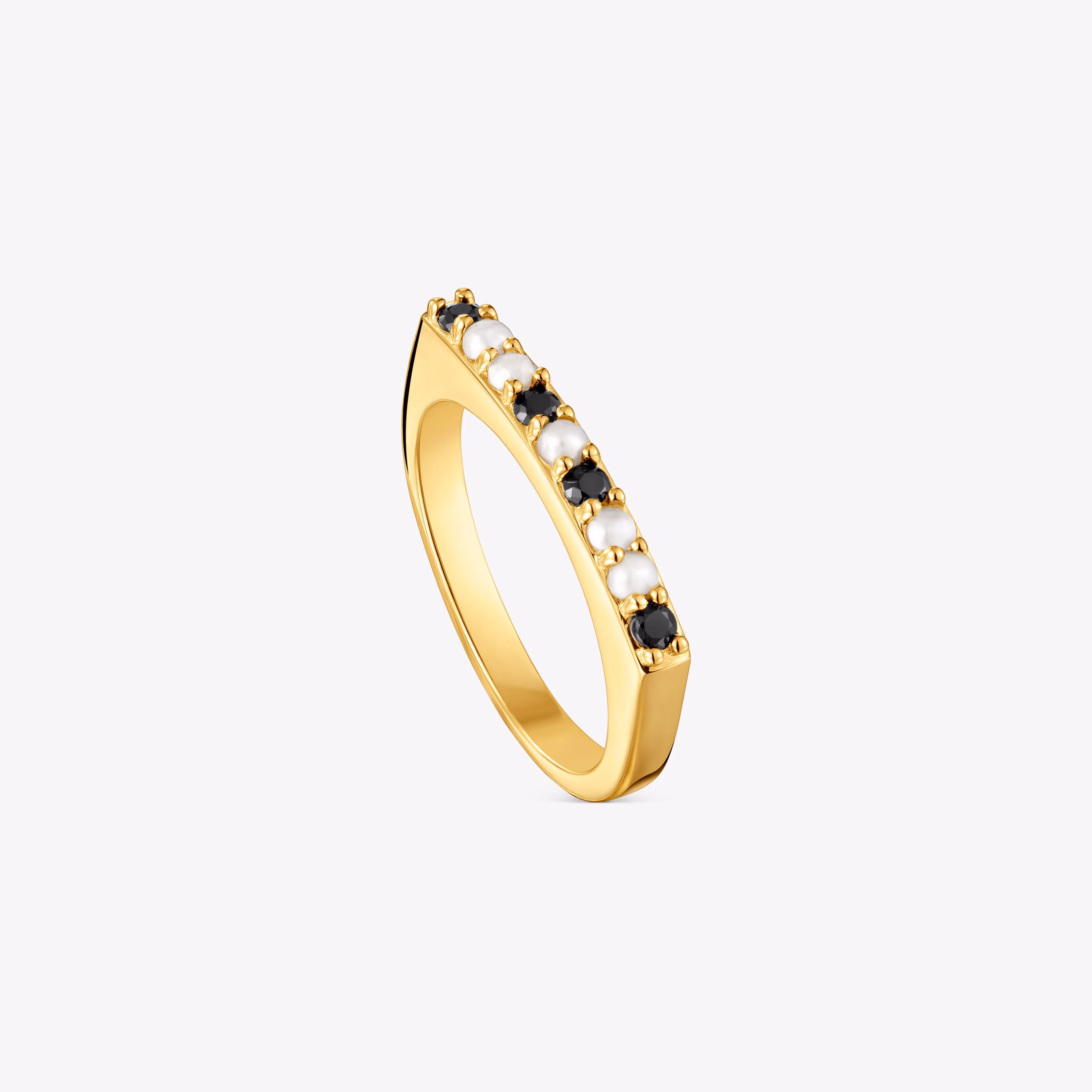 Anillo pequeño con baño de oro 18 kt sobre plata y gemas Basic Colors