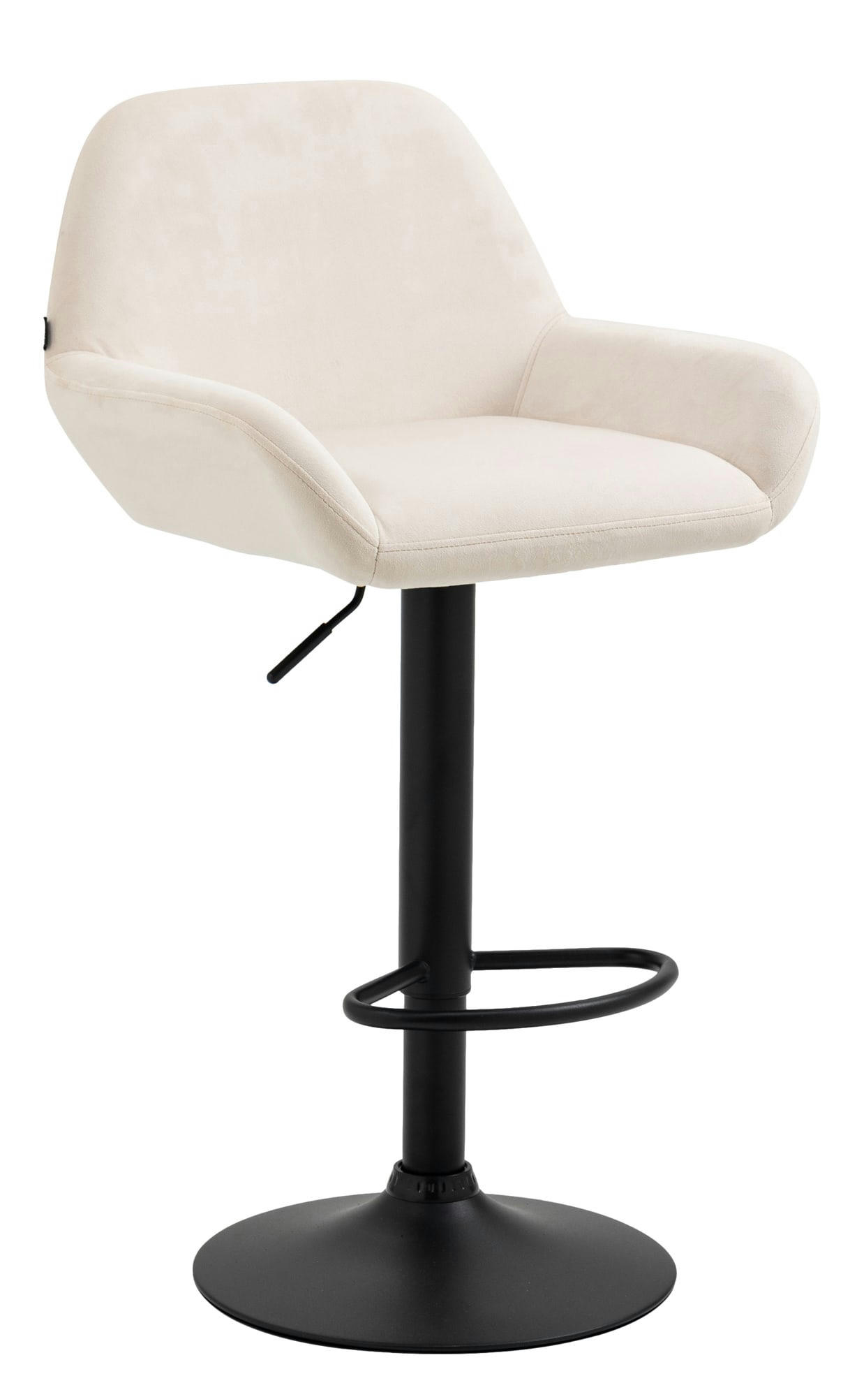VELOURS - Tabouret de bar velours ajustable pivotant velours Crème