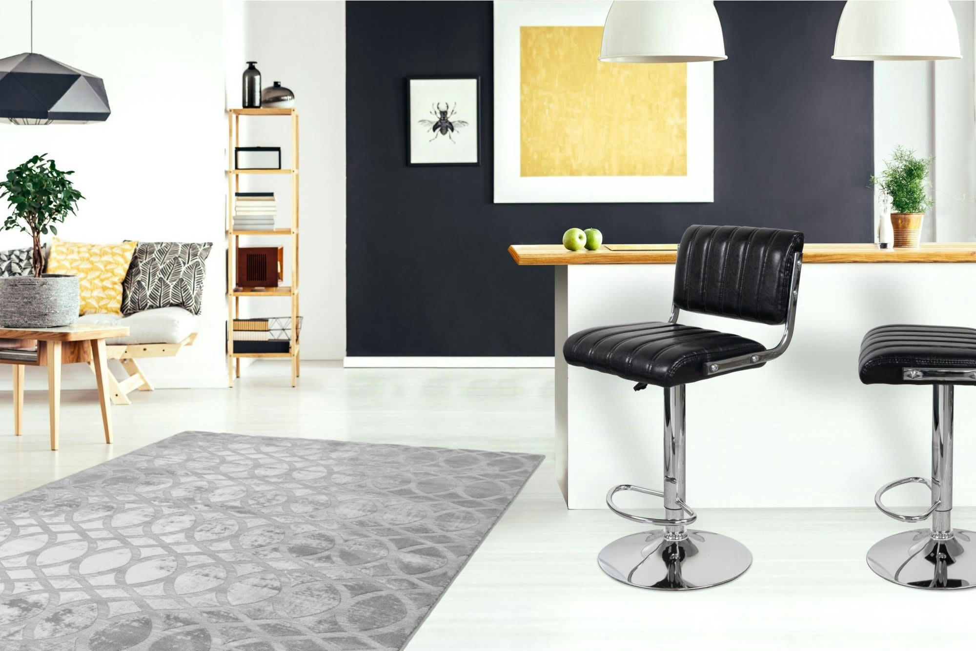 MINUIT OLD - Tabouret de bar Simili Noir 360° H. assise 84 cm