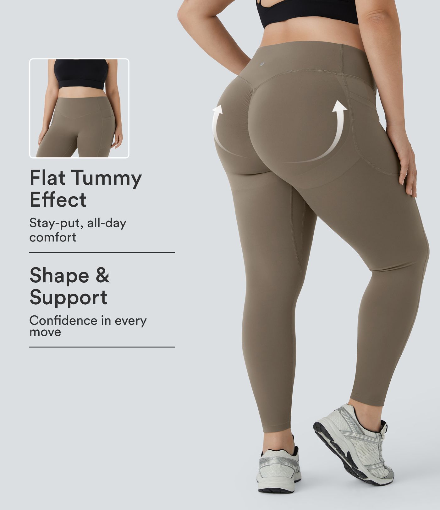 Legging d'entraînement gainant galbant taille haute grande taille avec effet scrunch et poches Halara UltraSculpt™