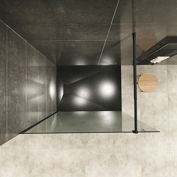 Paroi douche Italienne ROMA-BLACK 120 x 200 cm verre 10 mm centre-opaque, noir, Saniverre
