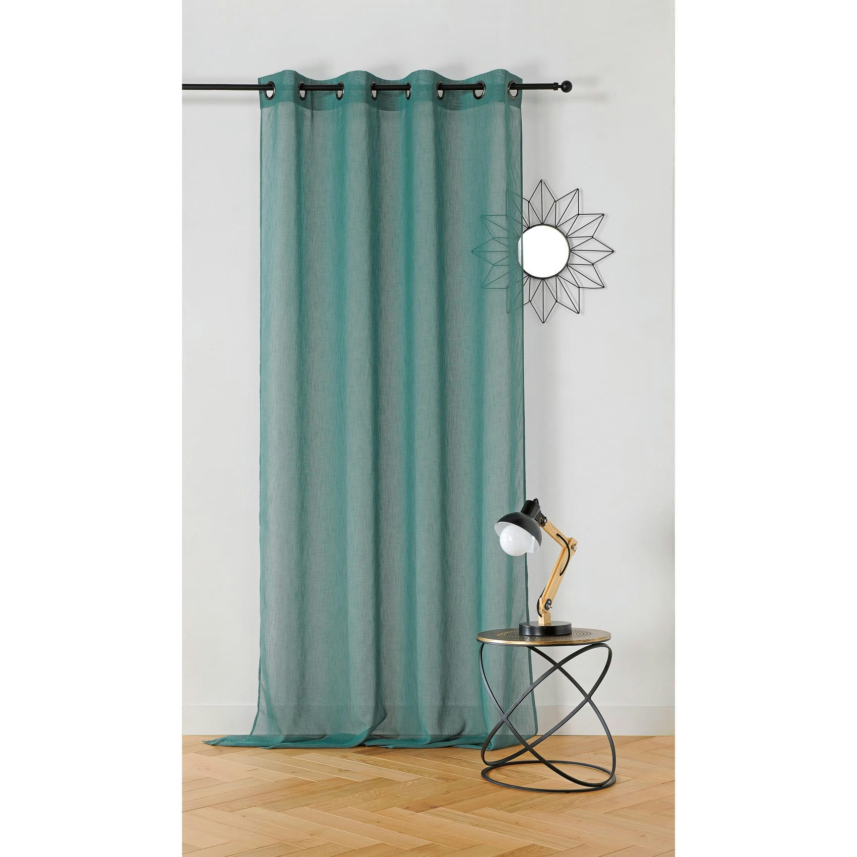 - Voilage  -  - effet de rayures polyester vert 145x240 cm