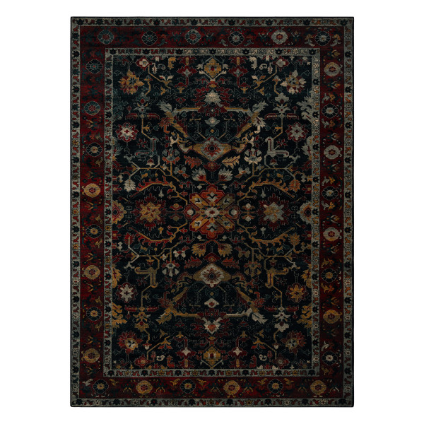 Dywan wełniany POLONIA VERANO Ornament, ramka navy 200x300 cm