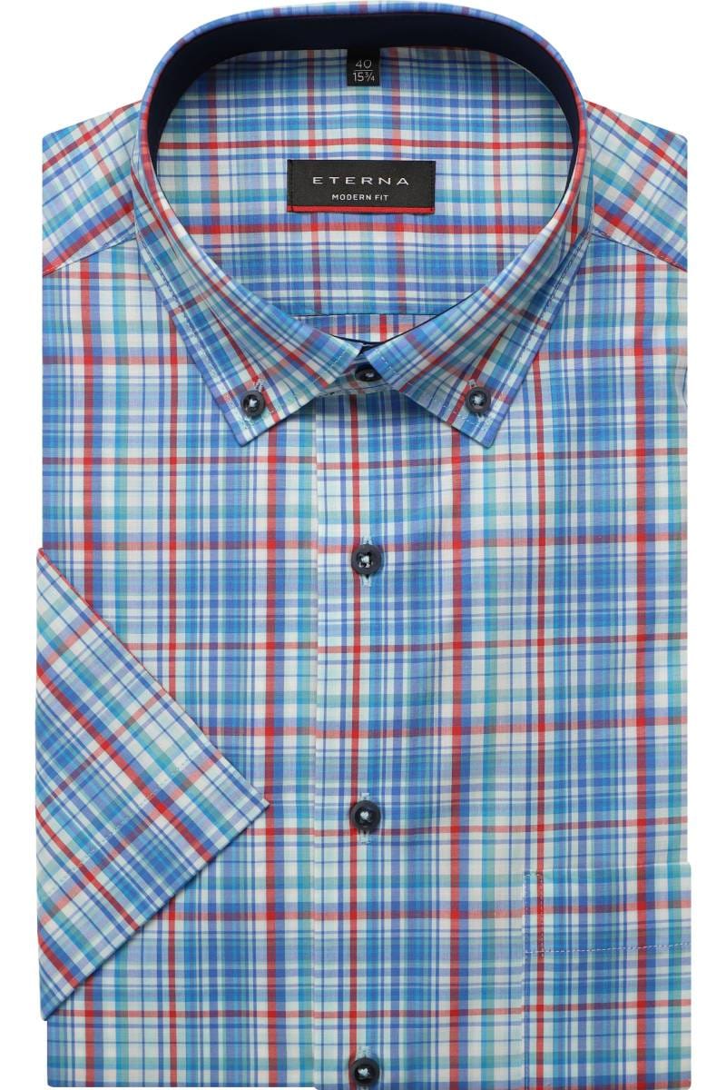 ETERNA Modern Fit Hemd türkis/rot, Kariert