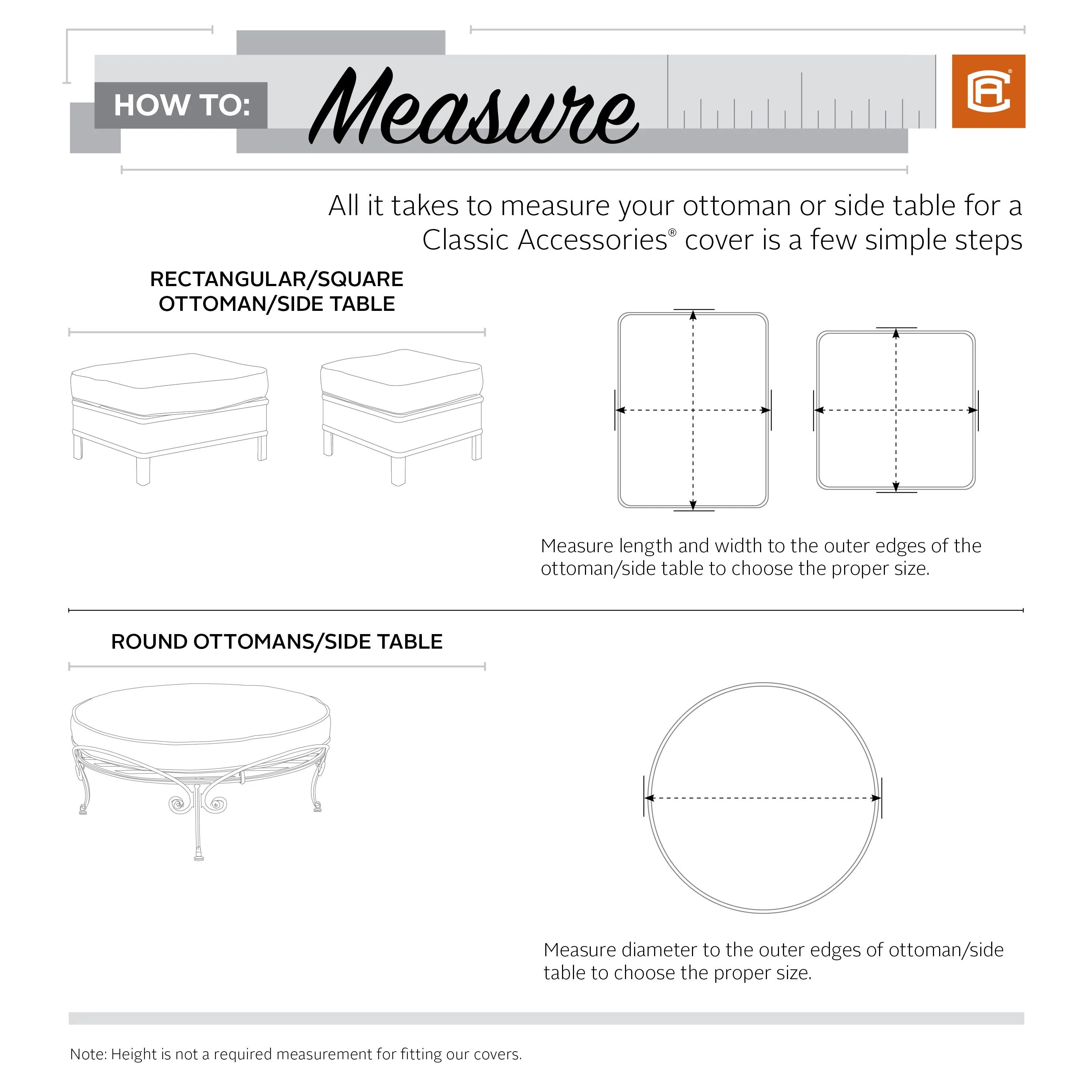 Classic Accessories Ravenna Water-Resistant 48 Inch Rectangular Patio Coffee Table Cover