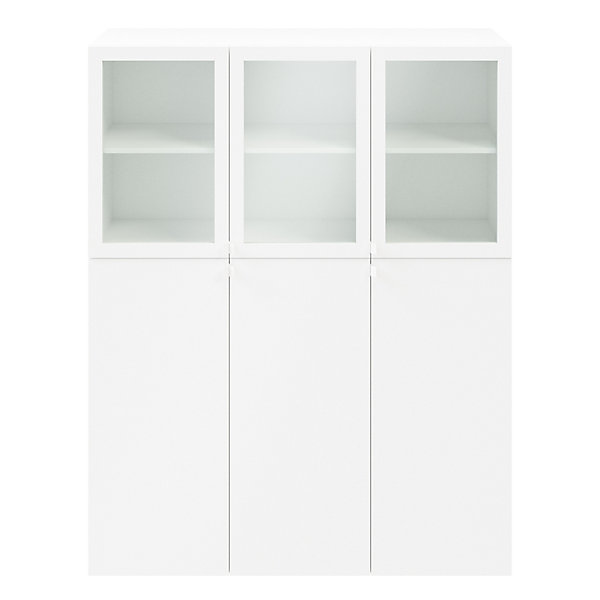 Meuble de rangement blanc avec portes battantes vitrées GoodHome Atomia H. 187,5 x L. 150 x P. 37 cm