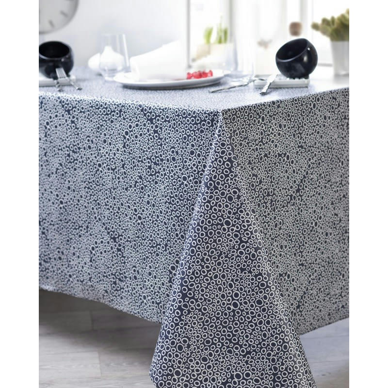 BULLE - Nappe en coton enduit PVC navy 160x250 cm