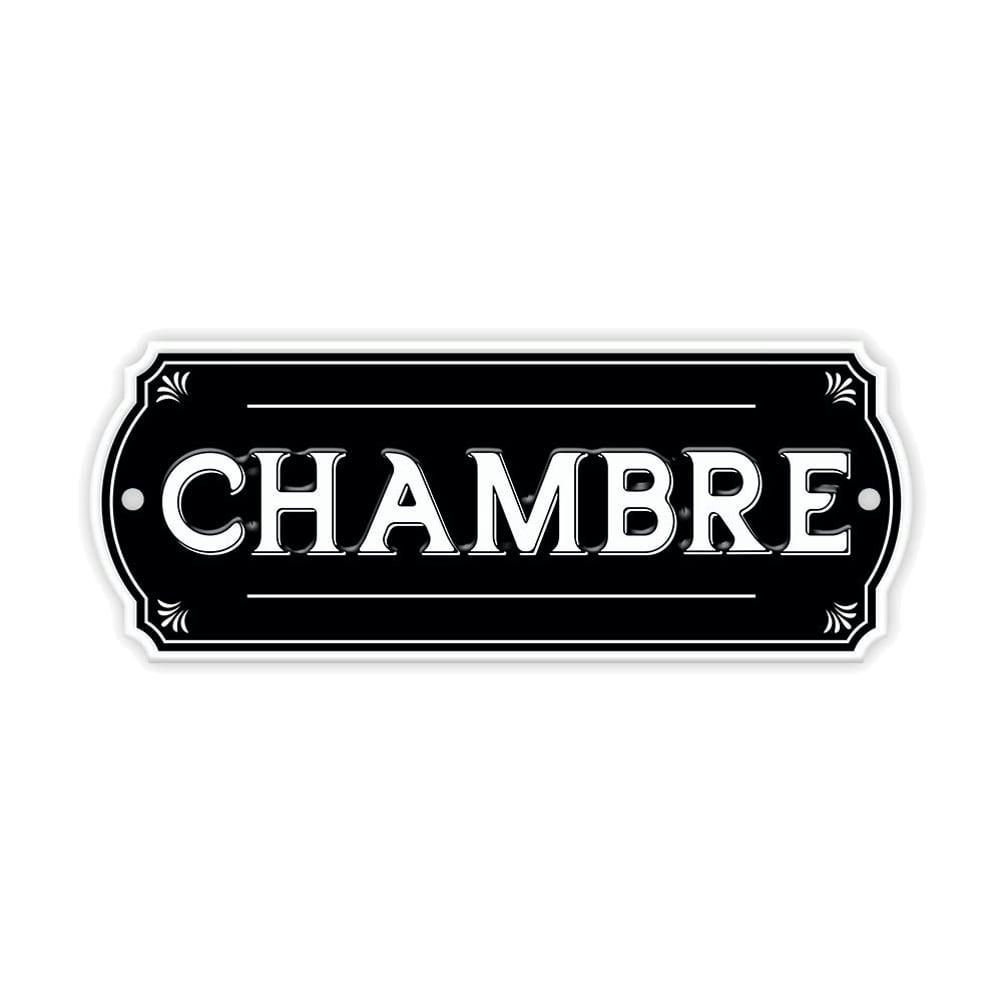 CHAMBRE - Plaque de porte chambre en métal 19x7,5cm