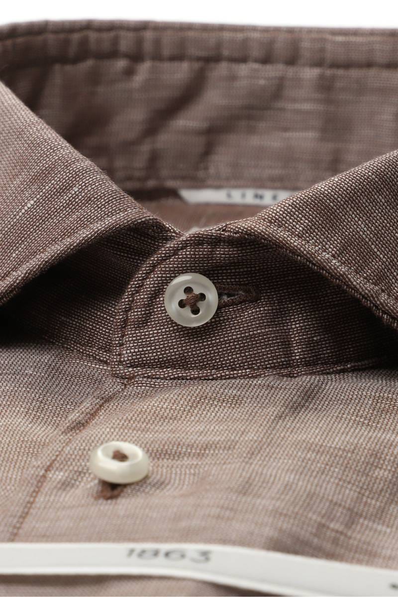 ETERNA 1863 Soft Tailoring Modern Fit Leinenhemd beige/braun, Einfarbig