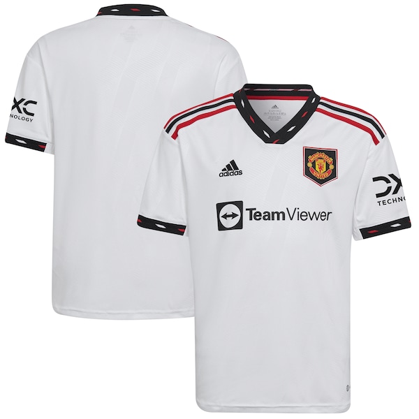 Manchester United adidas Youth 2022/23 Away Blank Replica Jersey - White