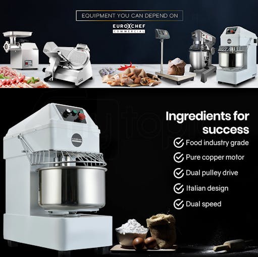 NNEMB Commercial 30L 1800W Spiral Dough Mixer Machine-2 Speed