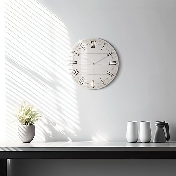 Horloge murale Wallfluent fi30 cm Aiguilles blanches Chiffres romains 1 pcs