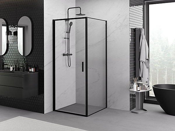 Mexen Exo cabine de douche pivotante 70 x 70 cm, transparente, noire - 817-070-070-70-00