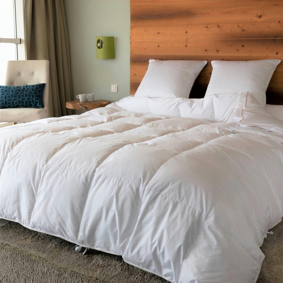 4 SAISONS - Couette naturelle 2 en 1 gonflante en duvet et coton bio 140x200 cm