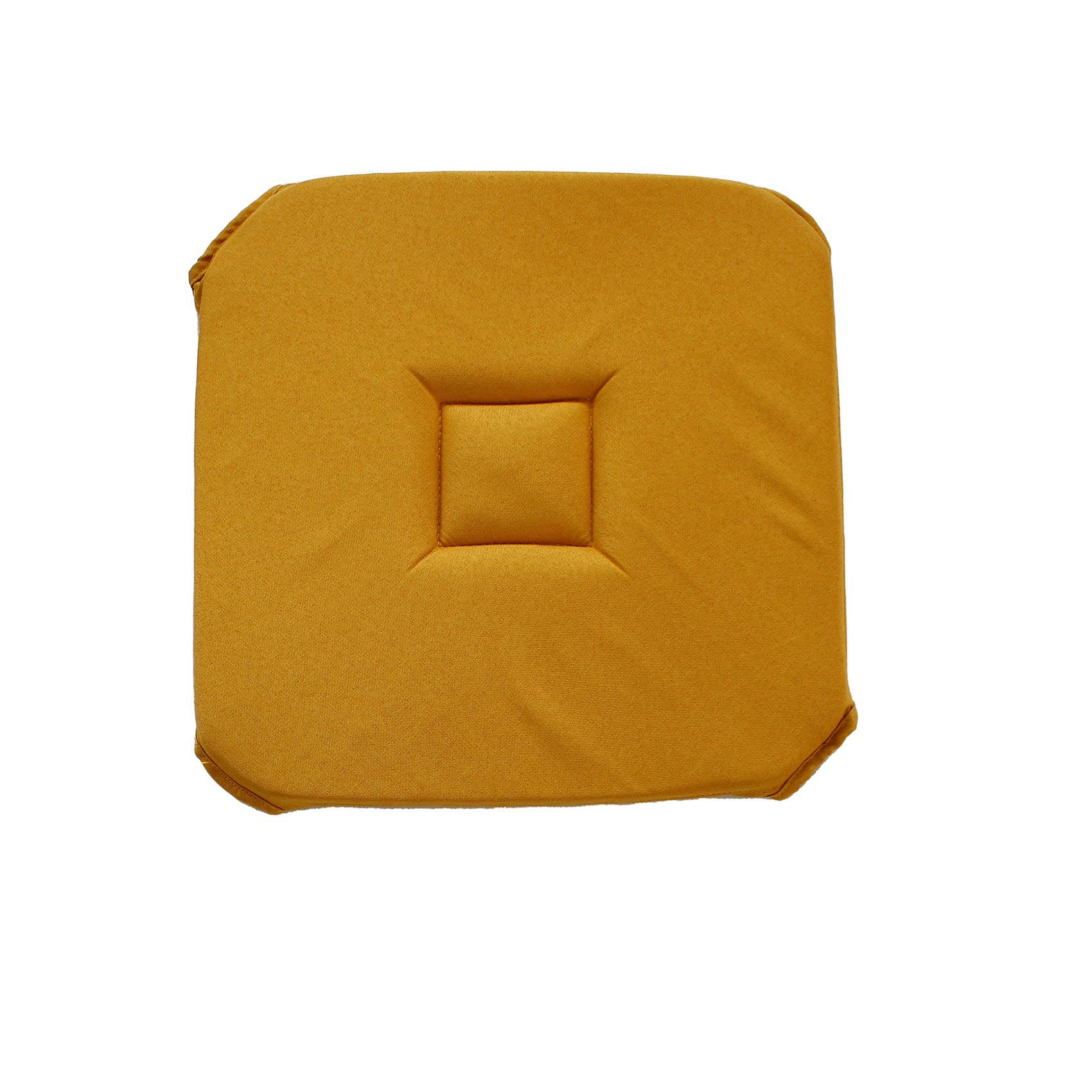 - Galette de chaise unie à rabats polyester jaune moutarde 40x40 cm