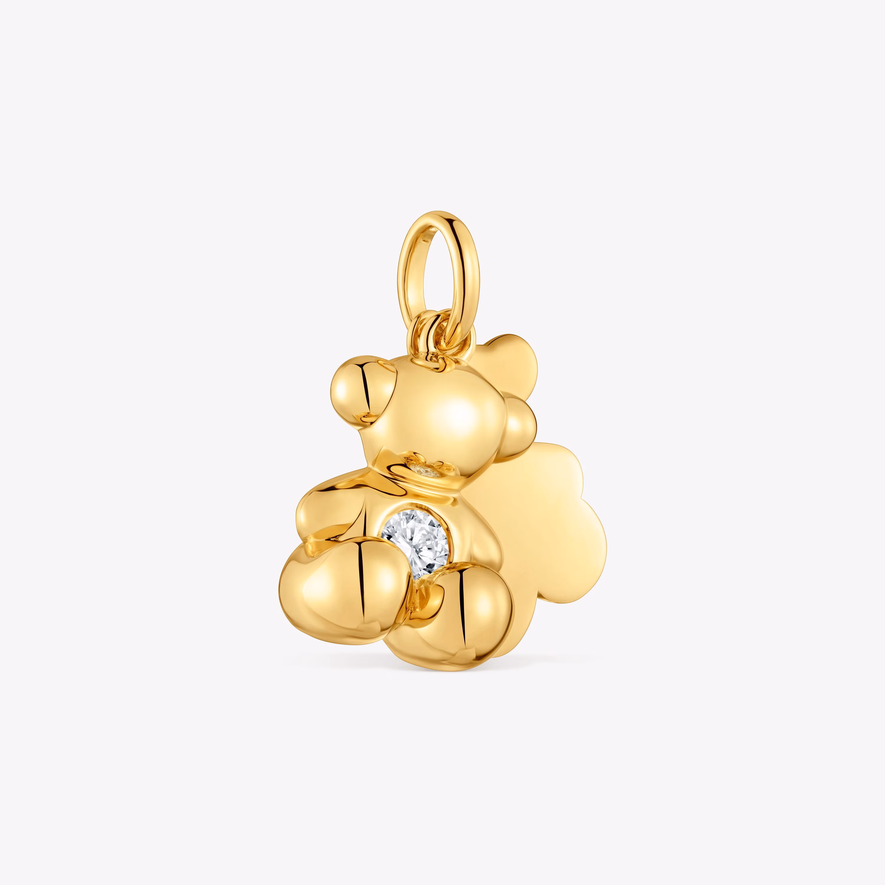 Colgante doble oso con baño de oro 18 kt sobre plata y diamante creado en laboratorio Bold Bear