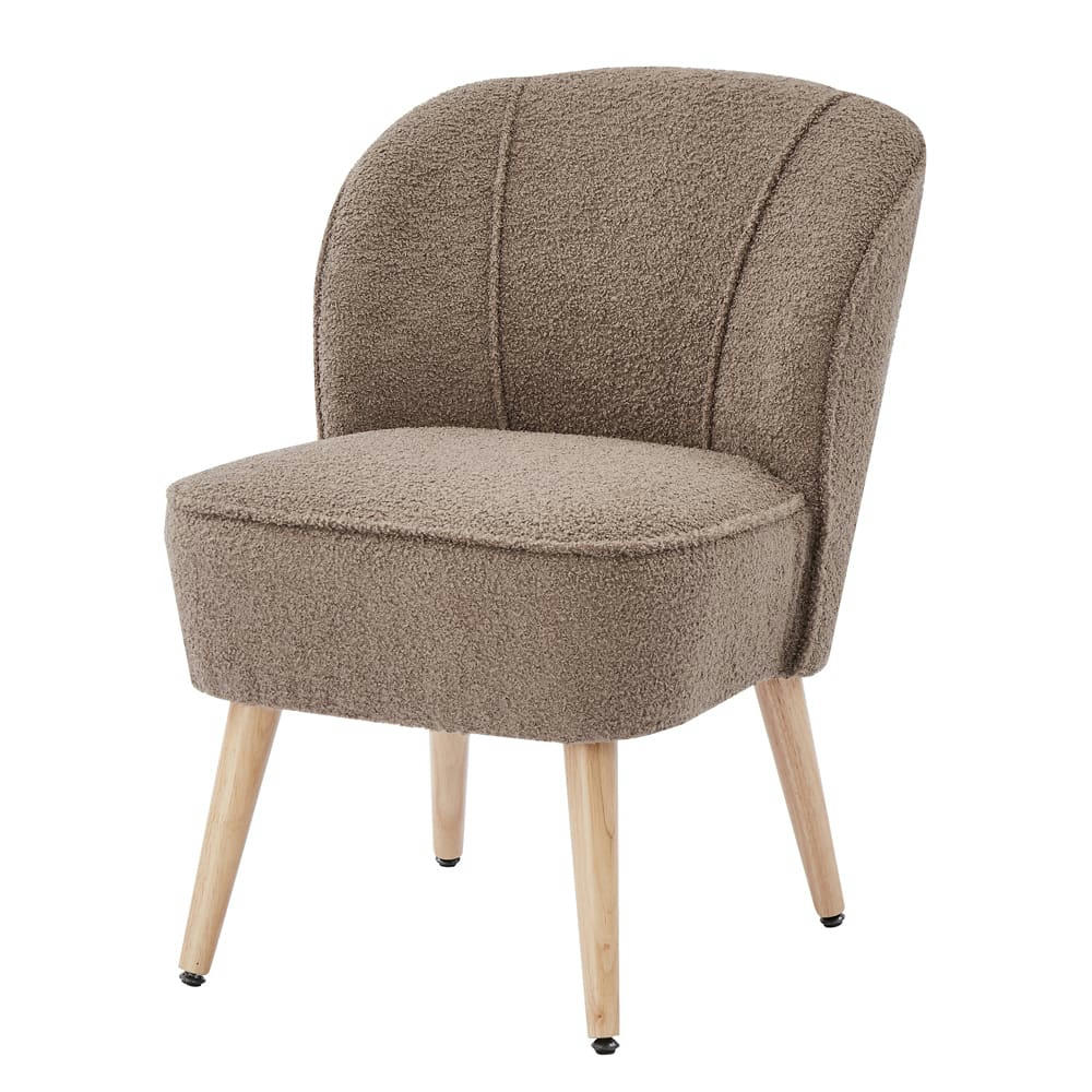 TIVOLI - Fauteuil  tissu bouclette taupe