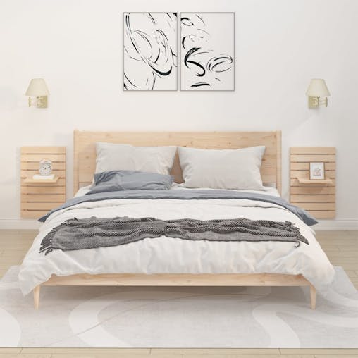 NNEVL Wall-mounted Bedside Shelves 2 pcs Solid Wood Pine