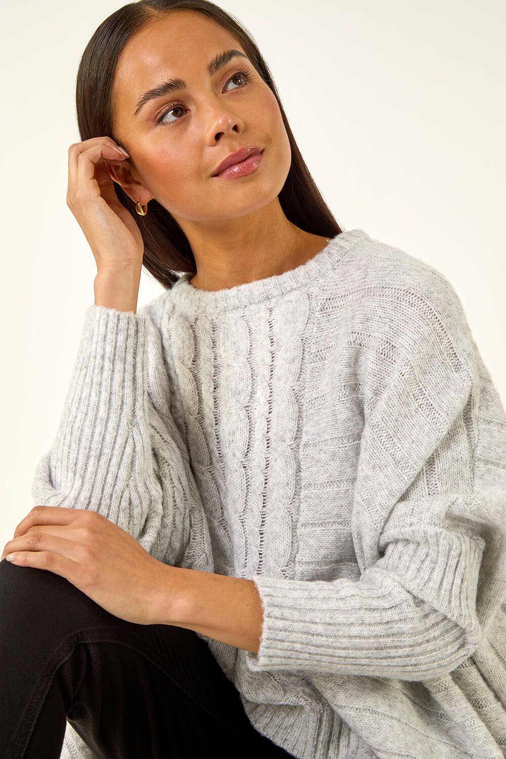 Roman Petite Contrast Cable Knit Jumper