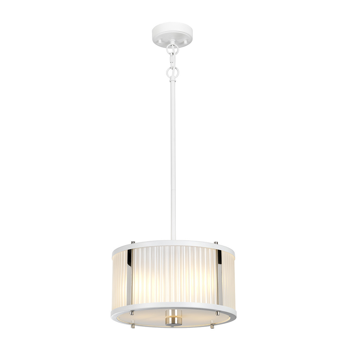 Lampa wisząca satynowa biel-polerowany nikiel Corona 2xE27x60W Elstead