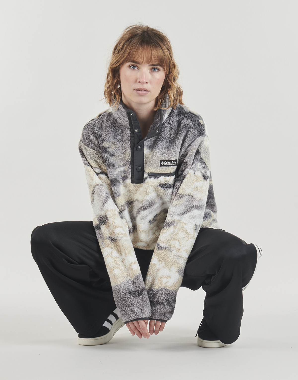 Columbia - HELVETIA II PRINTED CROPPED HALF SNAP FLEECE - Grey