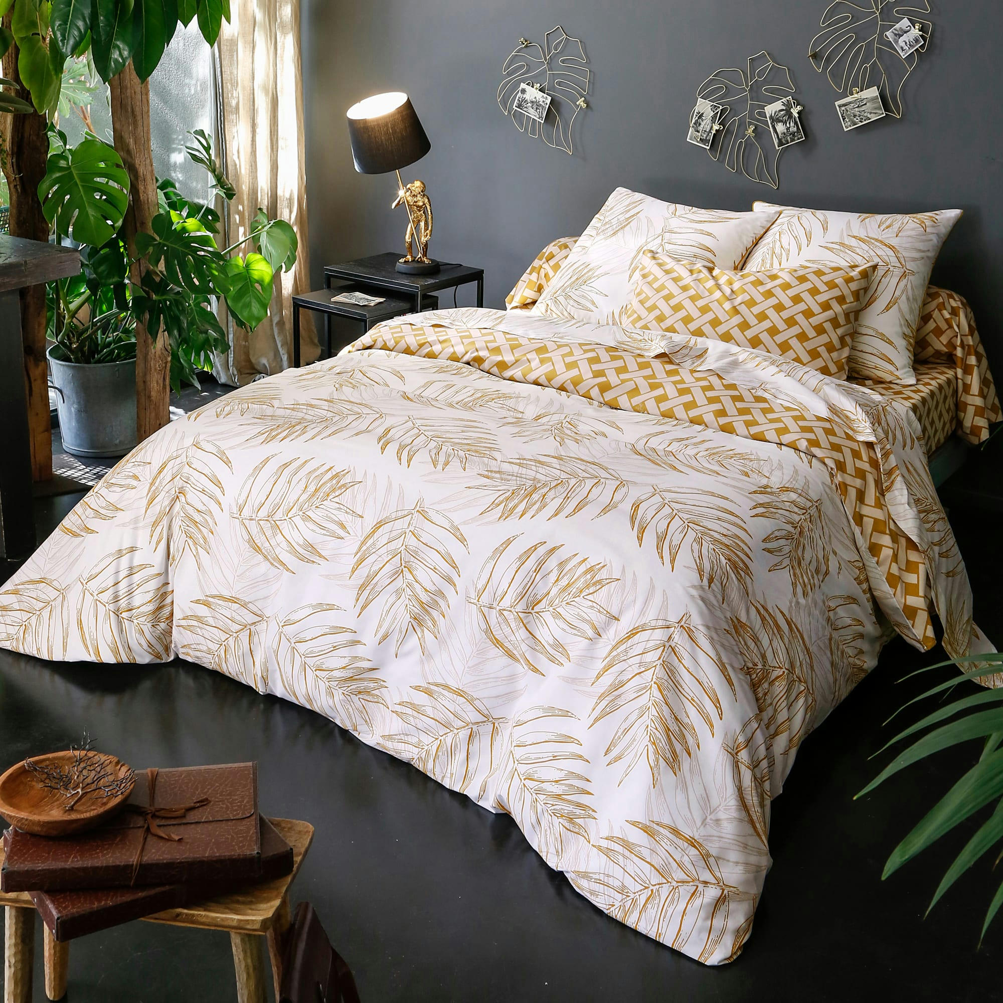 PALRI - Housse de couette 240x260 jaune en coton