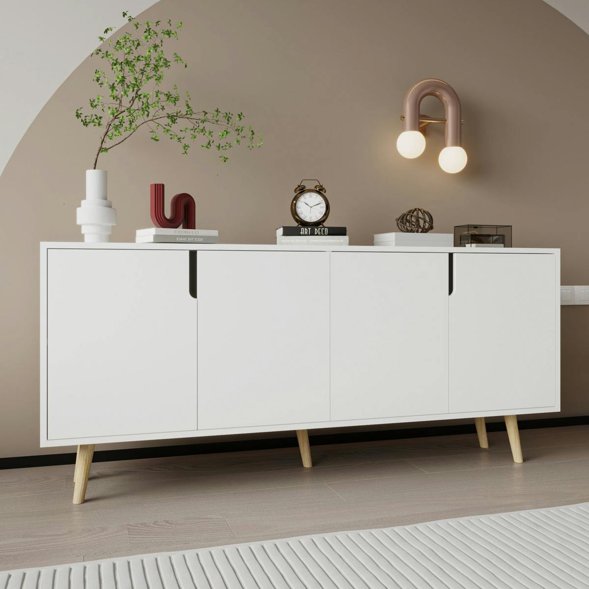 Buffet de salle à manger blanc à poignées intégrées MARFA