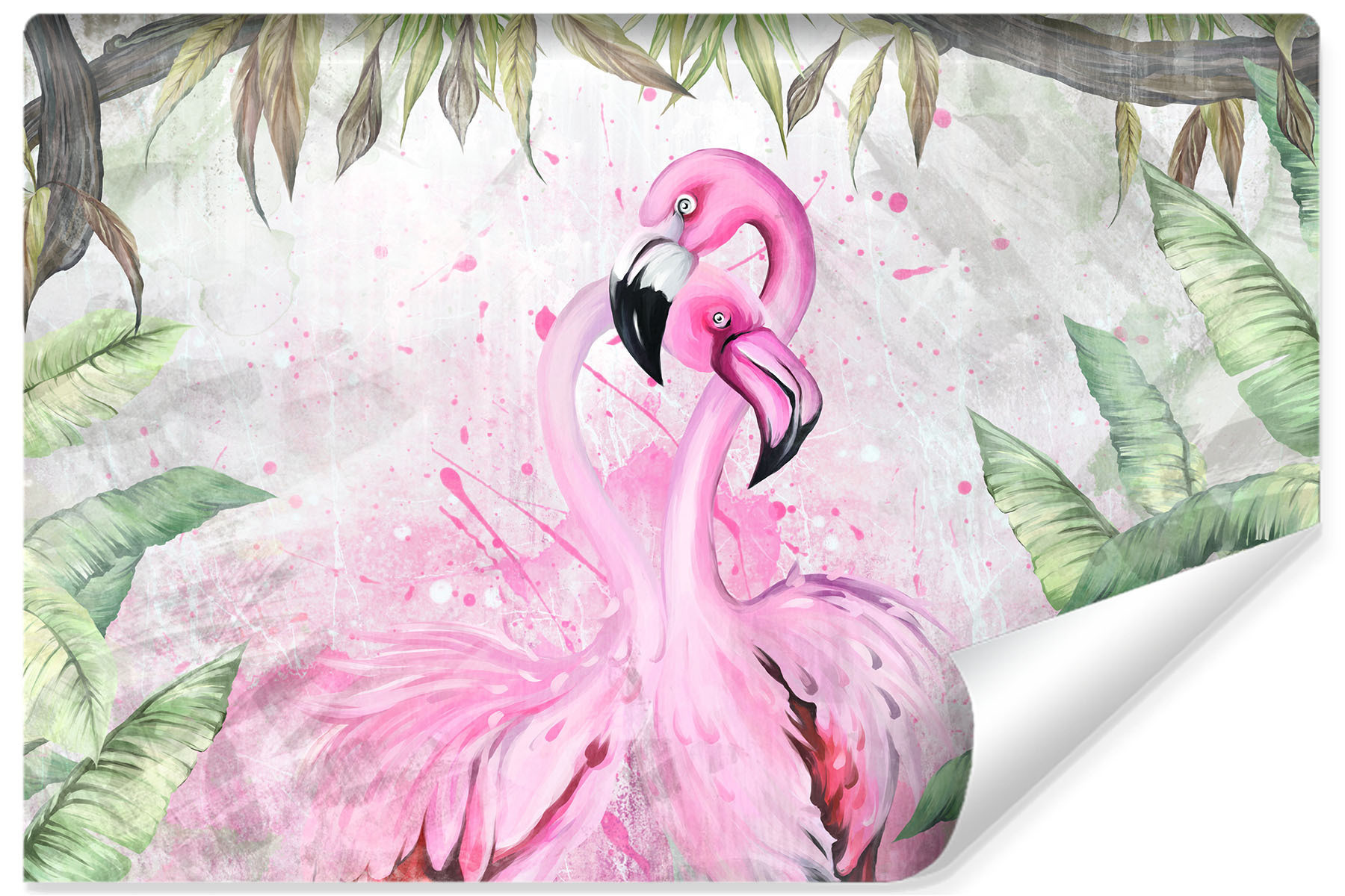 Fototapeta Abstrakcja FLAMINGI Akwarela 90x60cm