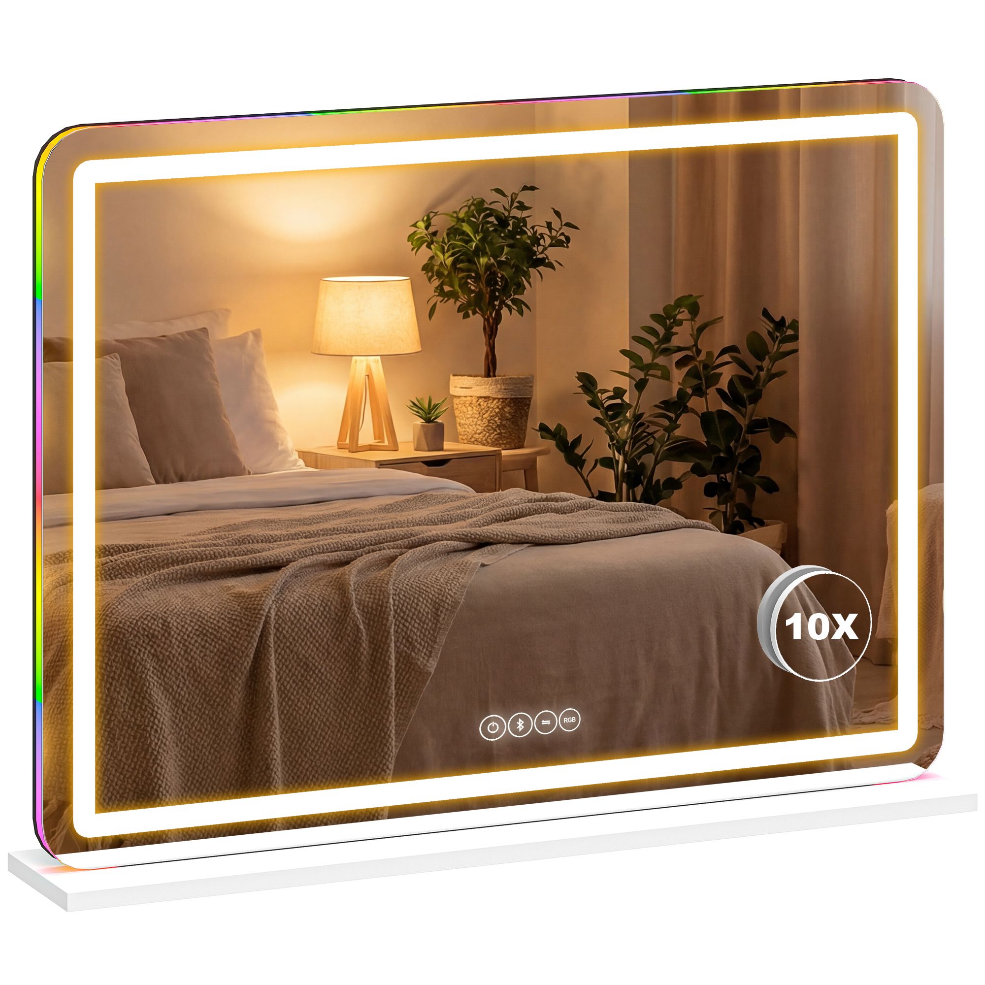 HOMCOM Vanity Mirror with Lights and Bluetooth Speaker, 80 x 60 cm, White