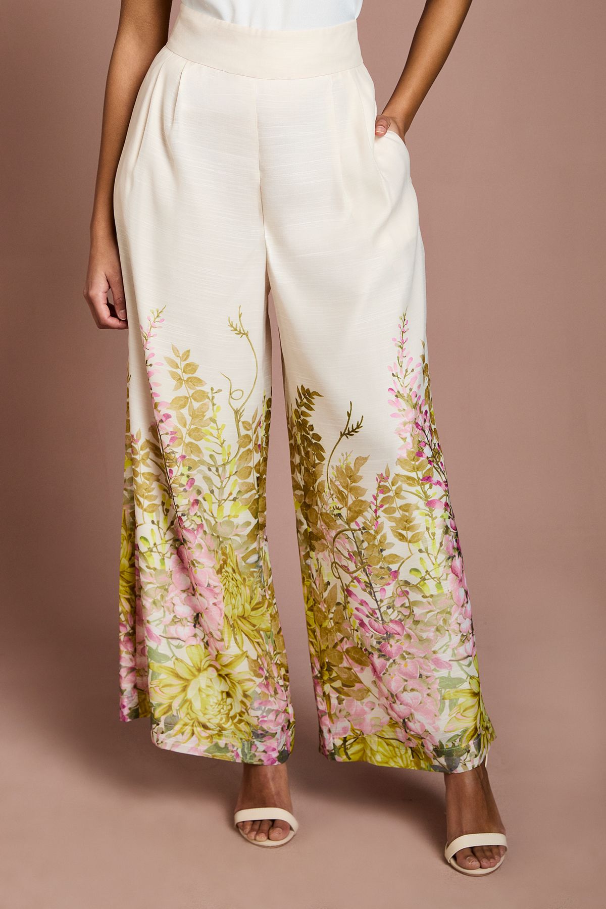 Coast Petite Placement Print Wide Leg Trouser