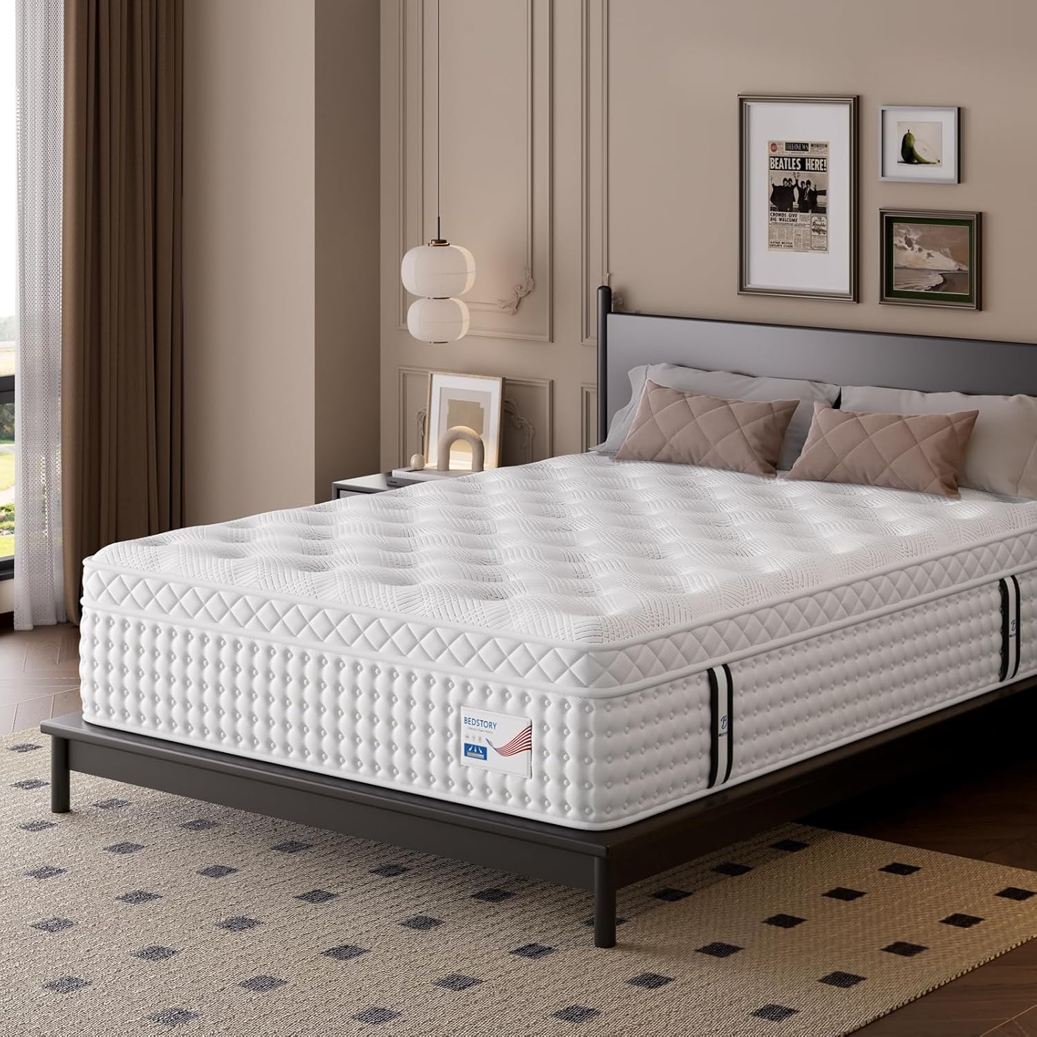 BedStory Extra Firm King Mattress 14 Inch,Hybrid Mattress in a Box with Extra Lumbar and Back Support, Signature Collection Mattresses Pressure Pain Relief, 365 Nights Trial, 10 Years Warranty