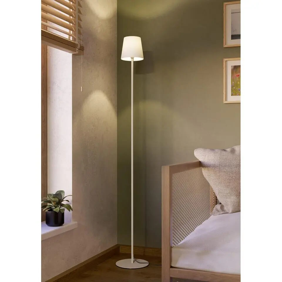 EGLO Fiorana Vloerlamp - E14 - Hoogte 140,5 cm - Zandkleur/Wit