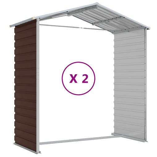 NNEVL Garden Shed Brown 191x215x198 cm Galvanised Steel