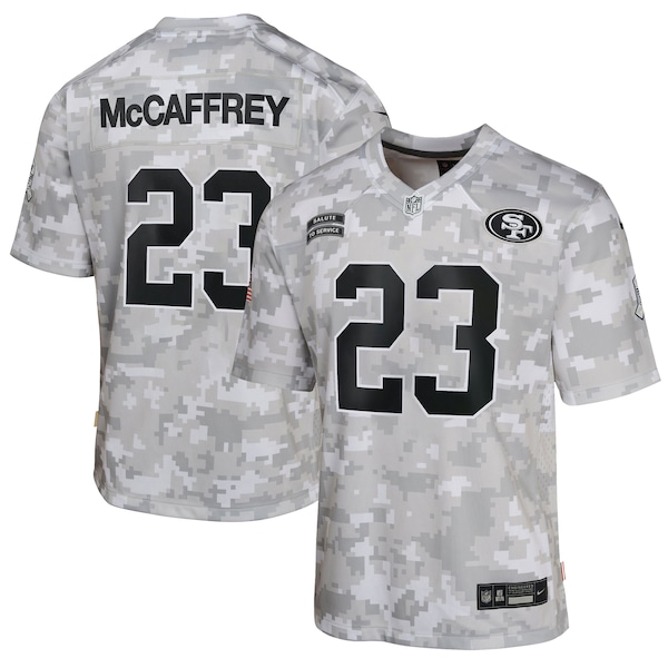 Christian McCaffrey San Francisco 49ers Nike Youth 2024 Salute to Service Game Jersey - Arctic Camo