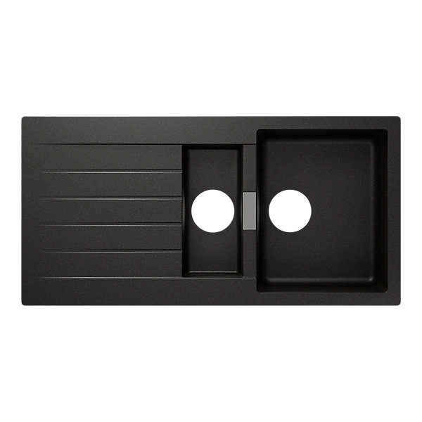 Evier à encastrer en composite quartz gris 1,5 bacs et égouttoir l. 50 x H. 30,4 x P. 19,7 cm GoodHome Torla