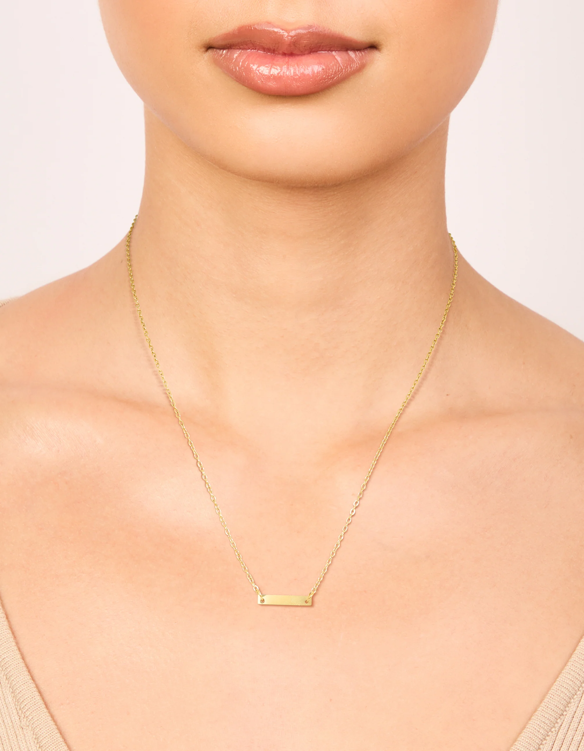 Waterproof Gold Plated Stainless Steel Mini Engravable Bar Necklace