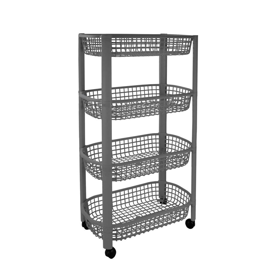 Carrinho cinzento com 4 cestos cozinha