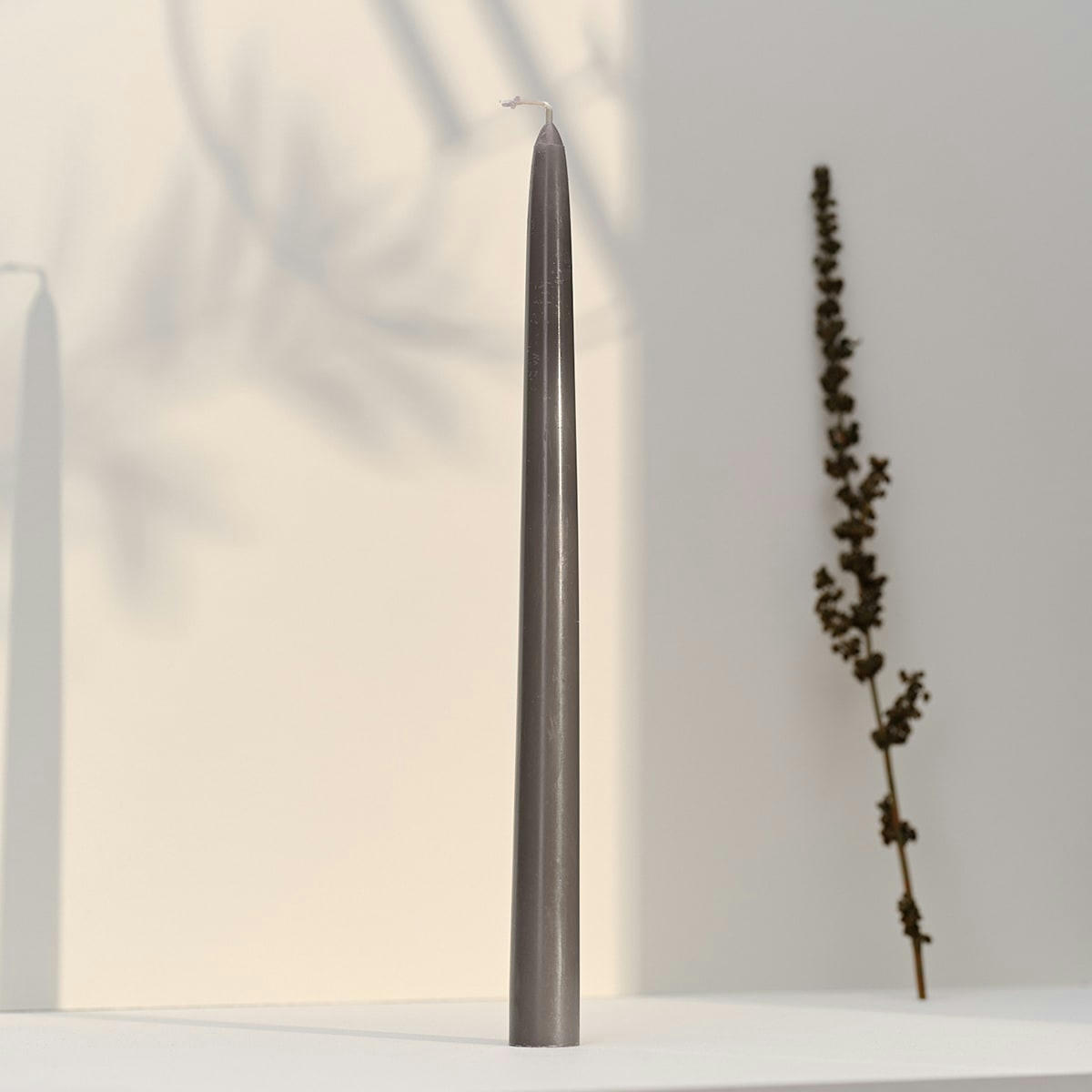 - 12 bougies flambeaux 8h Gris Intemporel