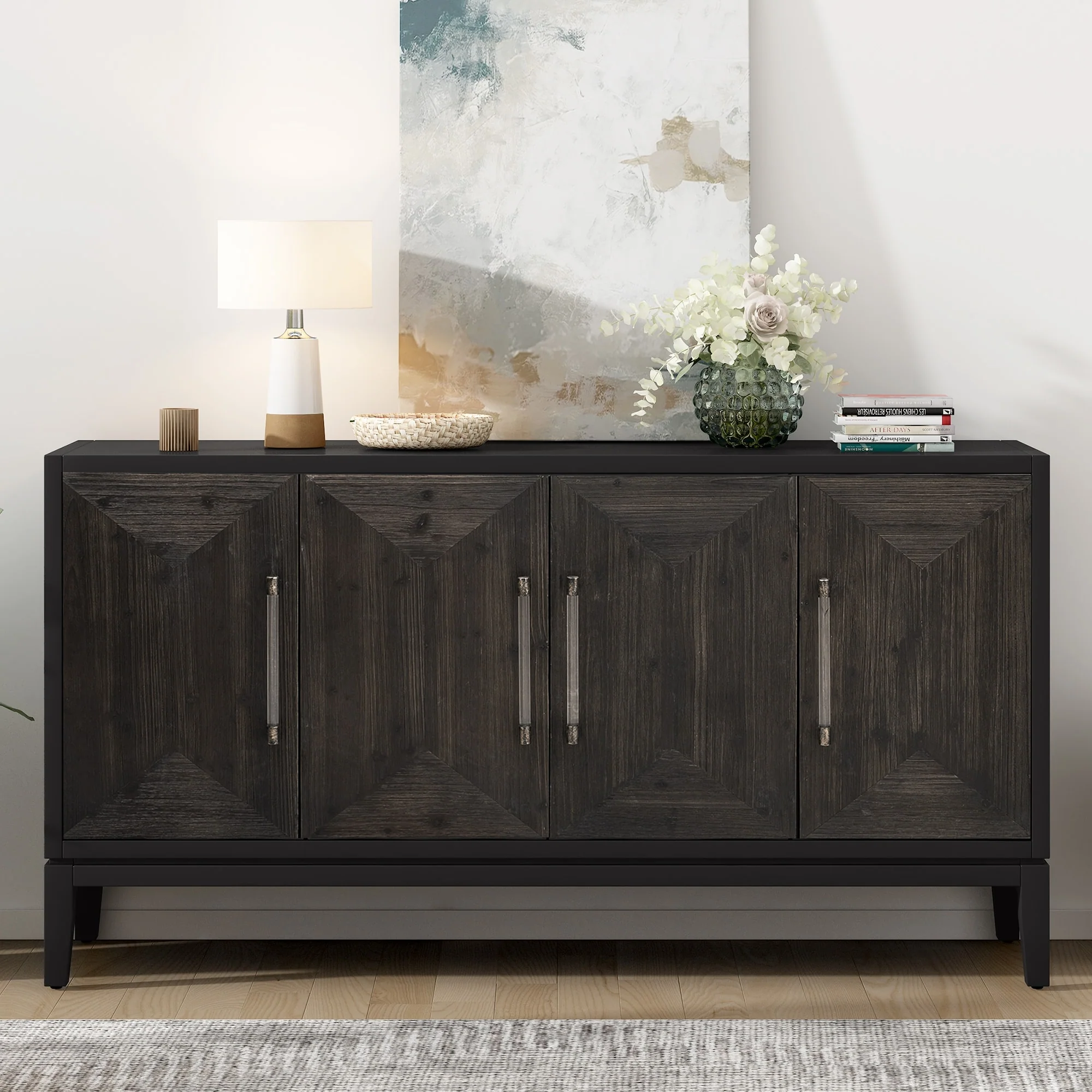 Versatile Four-Door Sideboard with Brushed Doors