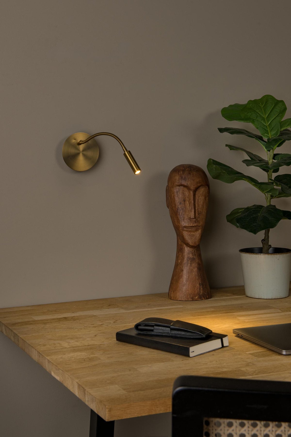 Lucide bedlamp JOLIJN - Geïntegreerde LED - Mat Goud / Messing