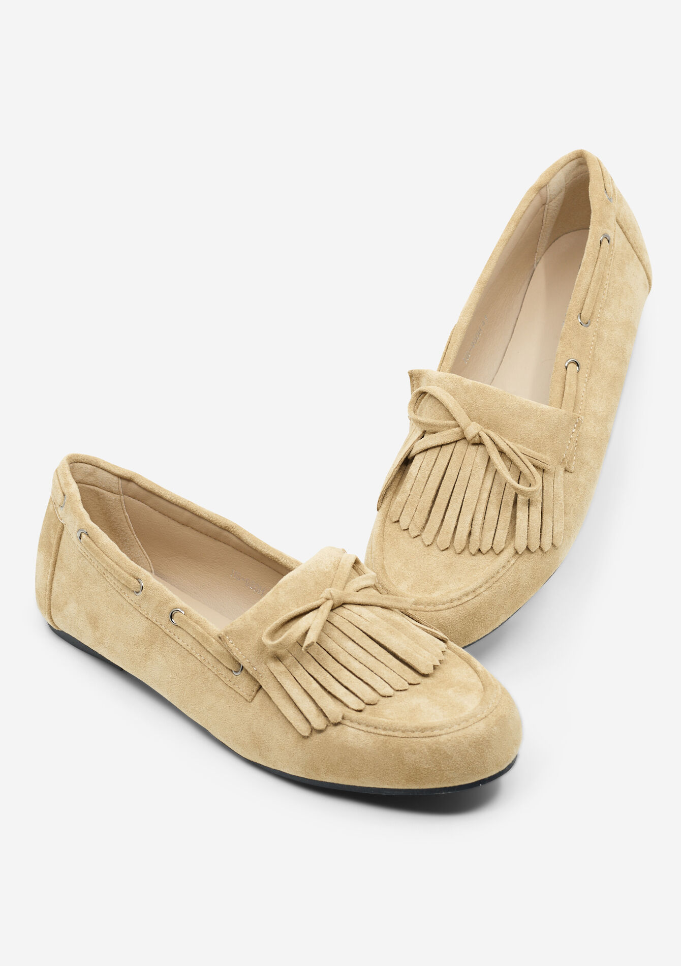 Loafer met franjes van su&egrave;de